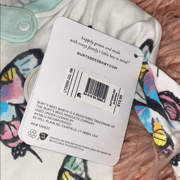 babygirl butterfly print onesie pjs - 3/6m & 12m - Picture 5 of 5